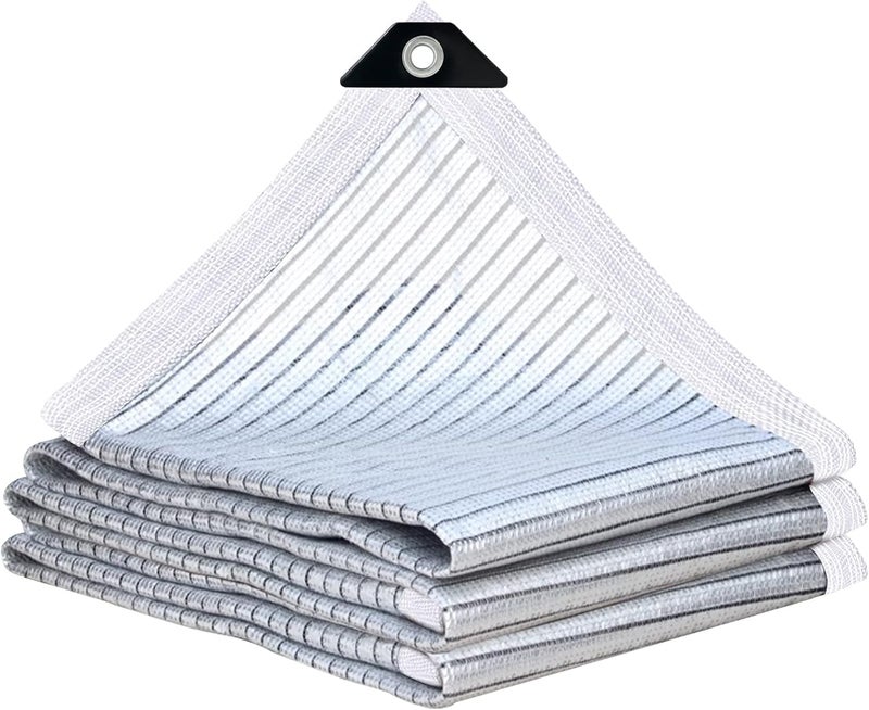 QLOFEI 10'x10' Aluminum Shade Cloth -90% Reflective Sun Shade Cover for Garden Patio Pergola Cover Shade Sails Silvery Durable Shade Neting for Backyard Dog Chicken Coop Shade Cloth - Image 1